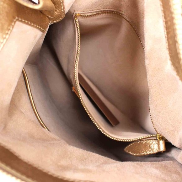 RARE Burberry Prorsum Celebrating LA Gold Leather Shoulder Bag Clutch Zip Bow - Picture 6 of 8